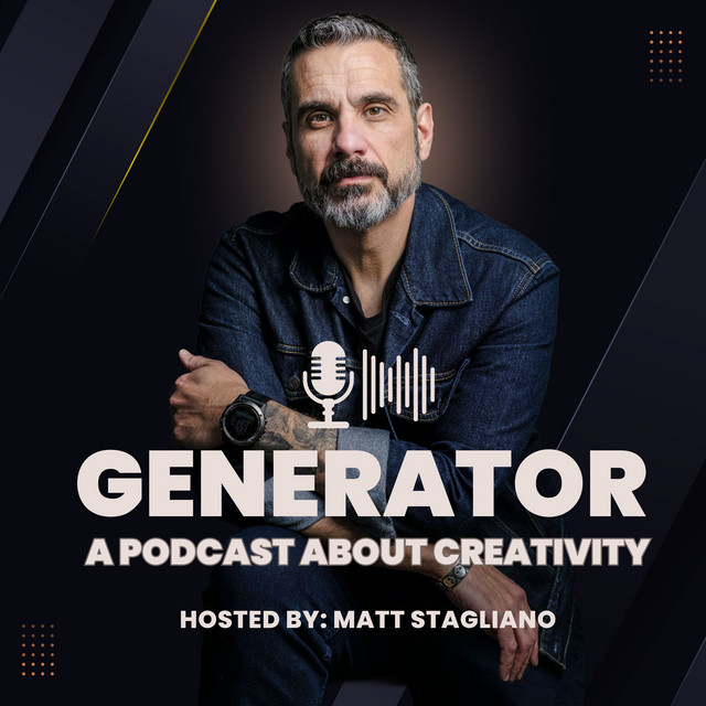 CT Photographer | Suffield Photographer | Generator Podcast. Man posing in front of dark background in blue shirt.
