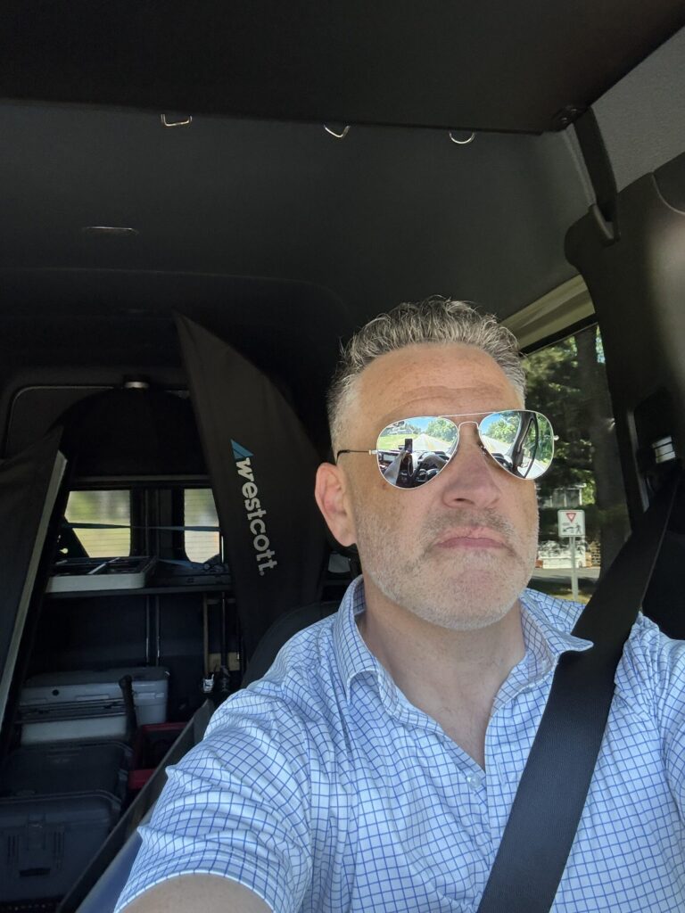 Rob Faber Photography | Selfie | LinkedIn | Self taken image of Rob Faber in a sprinter van.